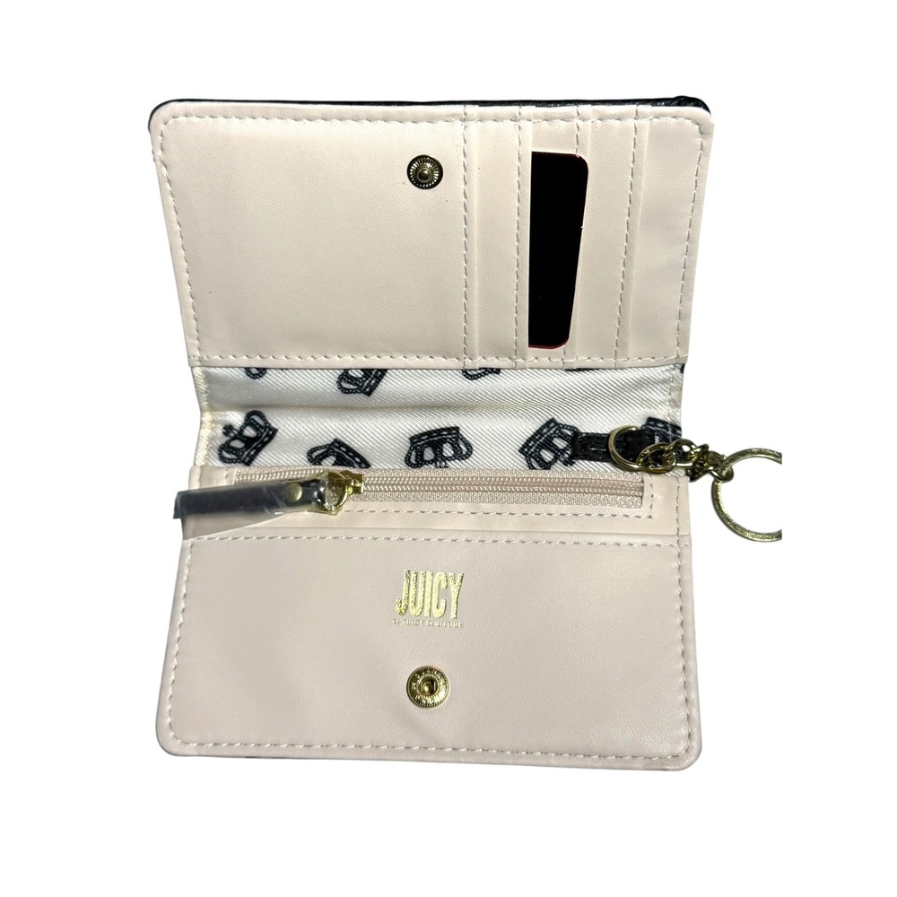 Juicy Couture Leopard Print Bifold Wallet Keychain Card Holder Tan Black - Picture 4 of 6
